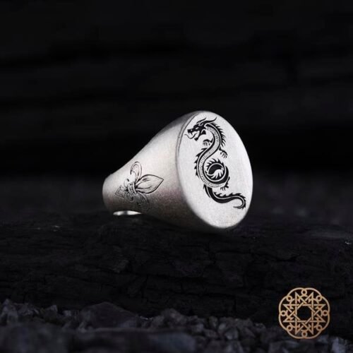 Dragon İşlemeli Gümüş Yüzük Modeli