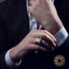 Harfli Dikdörtgen Gümüş Erkek Yüzük Modeli