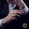 Harfli Sekizgen Gümüş Erkek Yüzük Modeli
