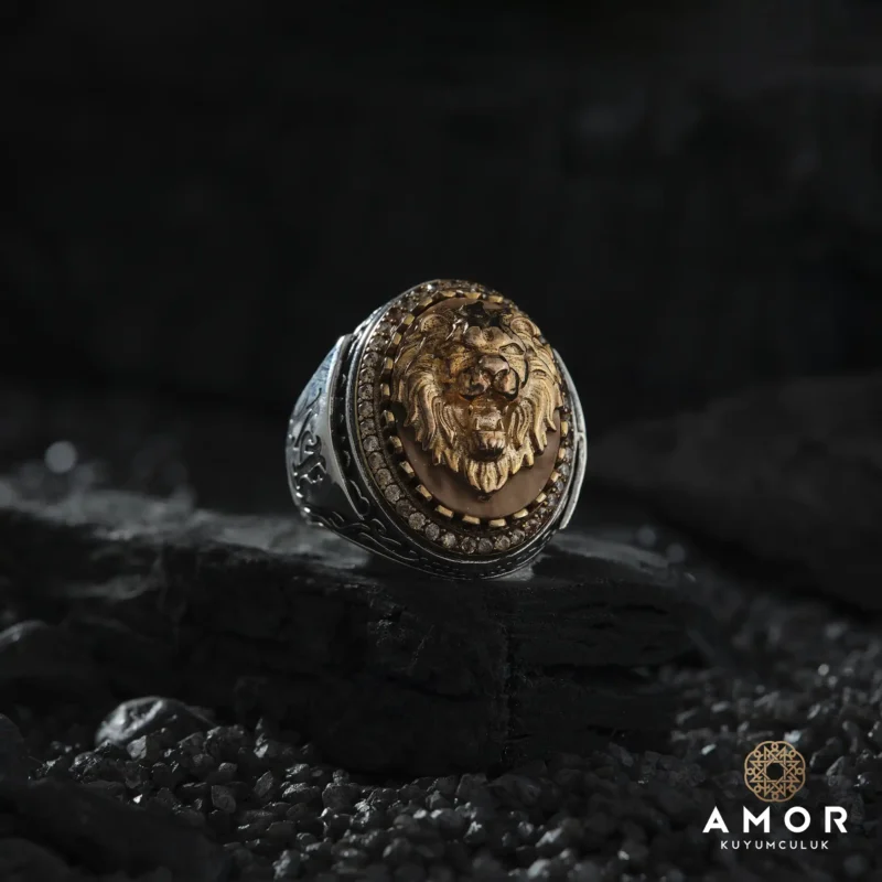 AMOR 24-08-202411584 copy Aslan Figürlü Gümüş Yüzük