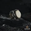 Oval Beyaz Taşlı Gümüş Yüzük