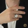 Vav Elif Gümüş Erkek Yüzük Modeli