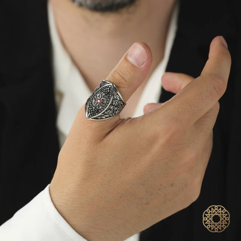 Zihgir Okçu Gümüş Erkek Yüzük Modeli