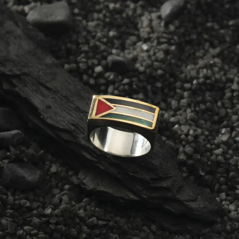 AMOR 17 EKIM 202532200 copy Filistin Bayraklı Gümüş Yüzük Modeli