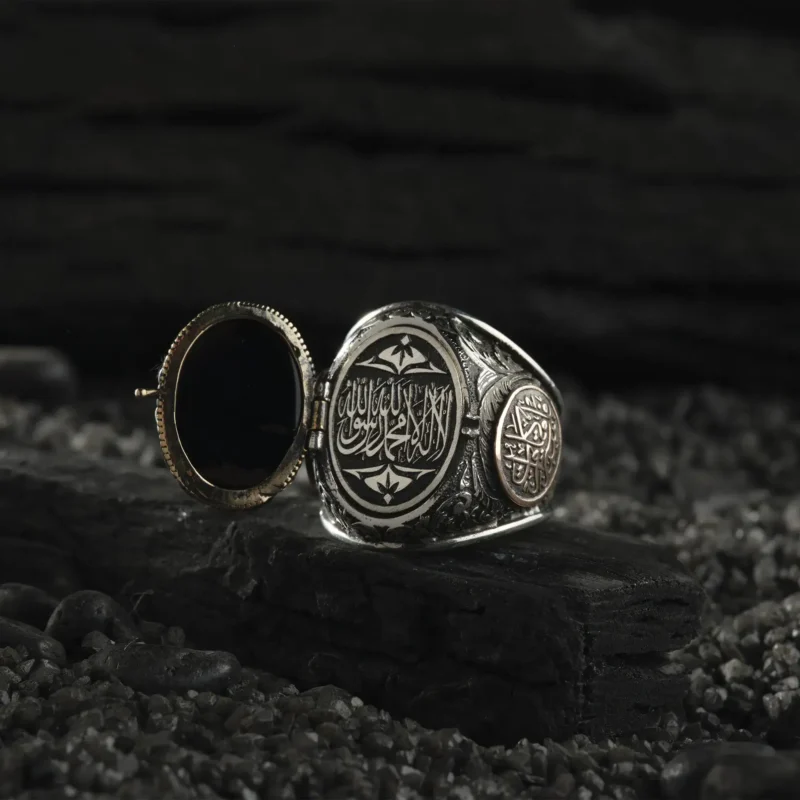 AMOR 17 EKIM 202532235 copy Allah Bana Yeter Allah'dan Başka İlah Yoktur Gümüş Erkek Yüzük Model