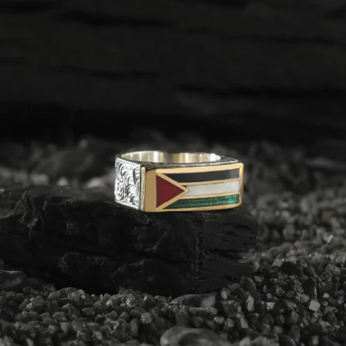 AMOR 17 EKIM 202532256 copy Filistin Bayraklı Gümüş Yüzük Modeli