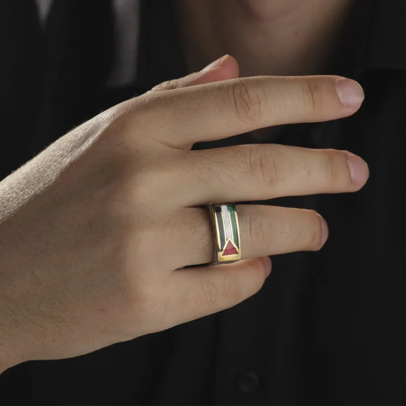 AMOR 17 EKIM 202532451 copy Filistin Bayraklı Gümüş Yüzük Modeli