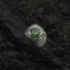 AMOR 17 EKIM 202532496 copy Yeşil Zirkon Allah Bana Yeter Gümüş Erkek Yüzük Modeli