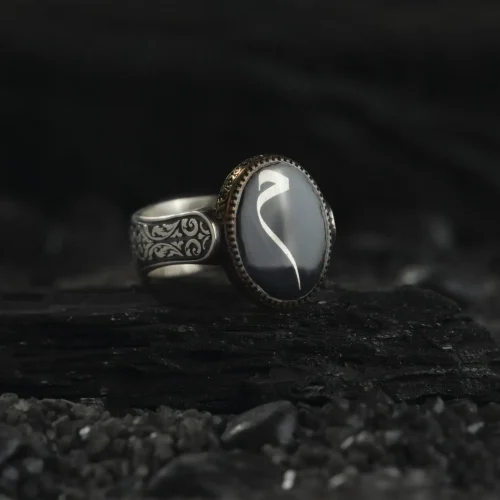 AMOR 17 EKIM 202532511 copy Mim Harfi Gümüş Erkek Yüzük Modeli