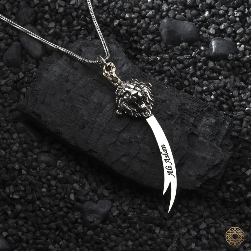 Aslanlı Zülfikar Gümüş Kolye Modeli