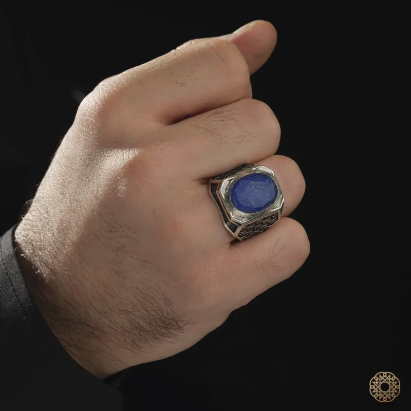 Lapis Taşlı Gümüş Erkek Yüzük Modeli