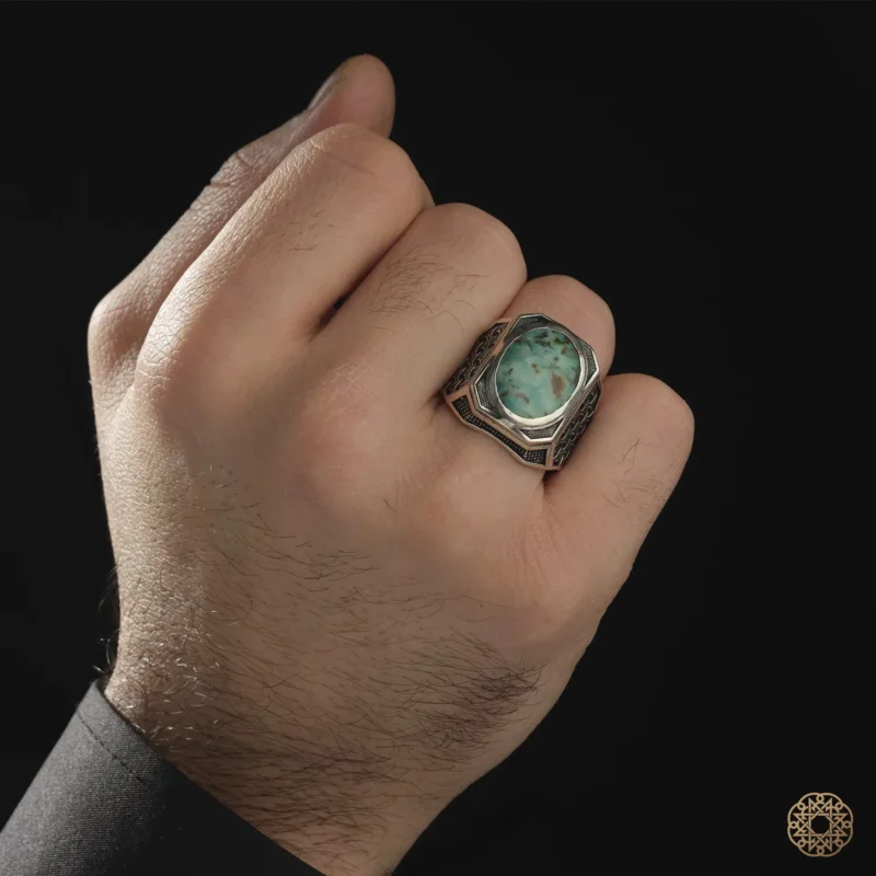 Labradorit Taşlı Gümüş Erkek Yüzük Modeli