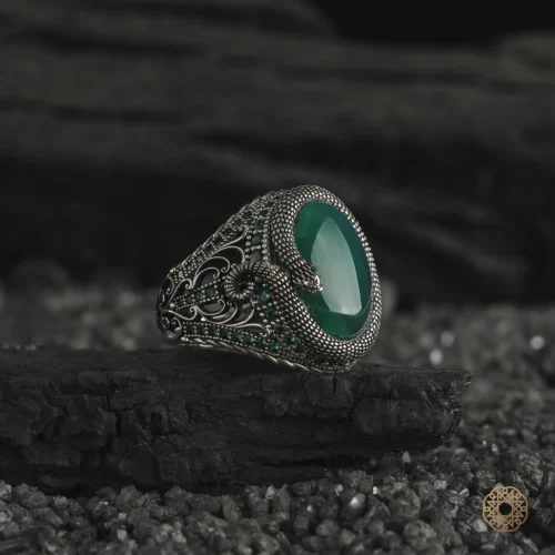 amor 9 kasim 202532899 copy Yeşil Taşlı Yılan Figürlü Gümüş Yüzük Modeli