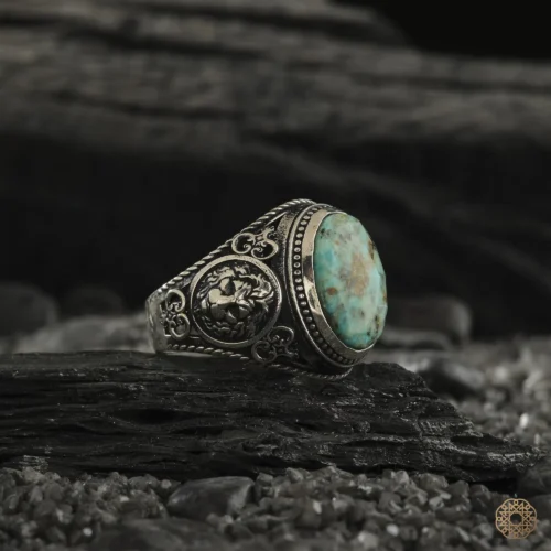 Firuze Taşlı Gümüş Erkek Yüzük Modeli