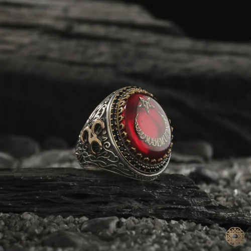 İsimli Ayyıldız Ve Üç Hilal Çift Başlı Kartal İşlemi Gümüş Yüzük Modeli