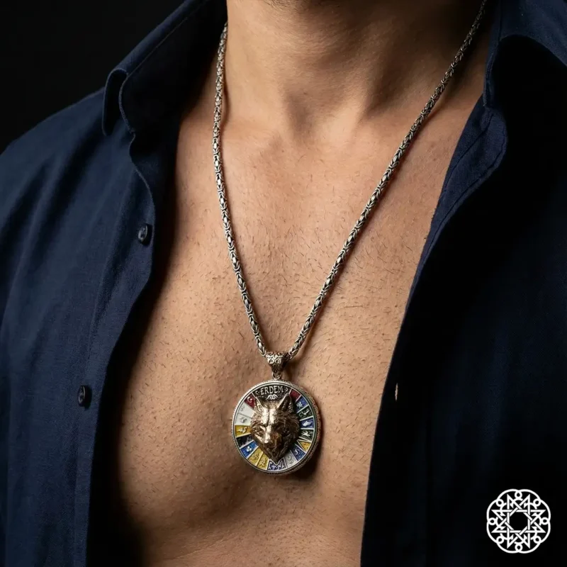 Kurdun İzinde Gümüş Madalyon Kolye
