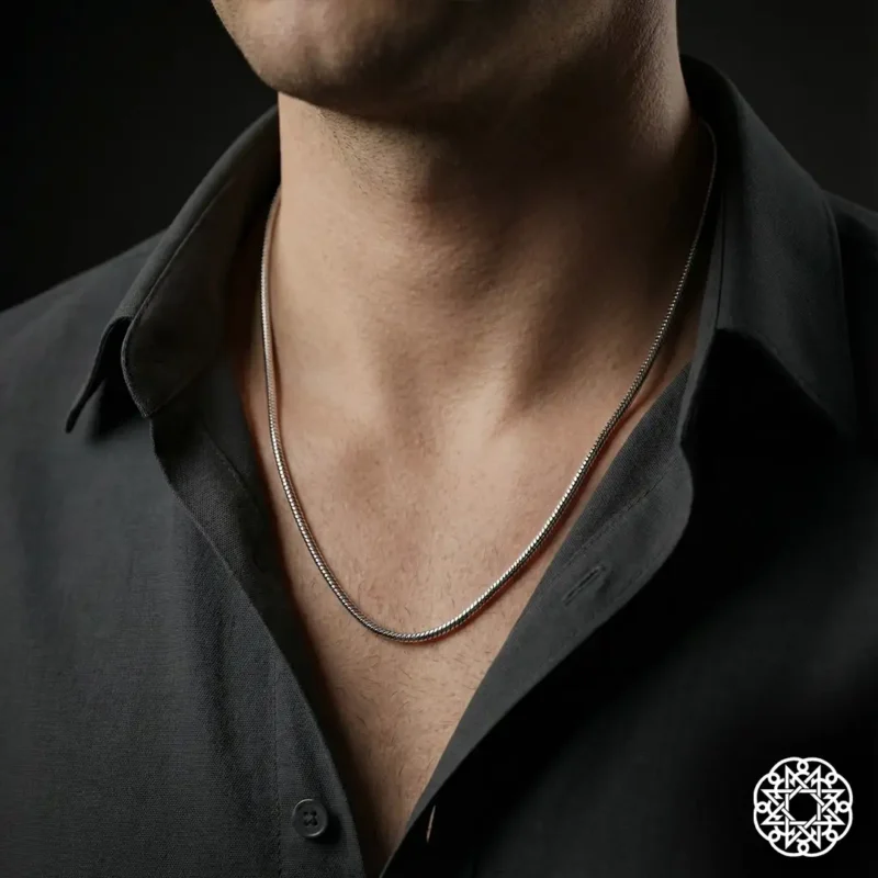1 Yılan Zincir Gümüş Erkek Kolye Modeli