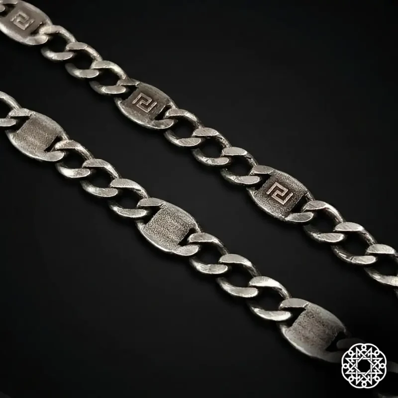 1 Motifli Gurmet Zincir Gümüş Erkek Kolye Modeli