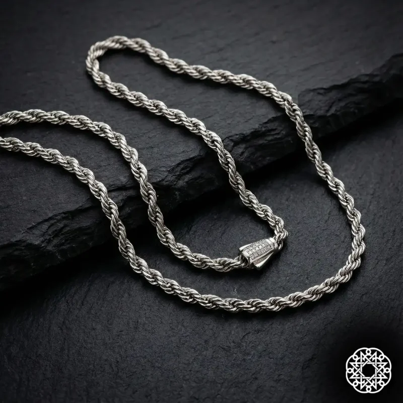 1 Halat Zincir Gümüş Erkek Kolye Modeli