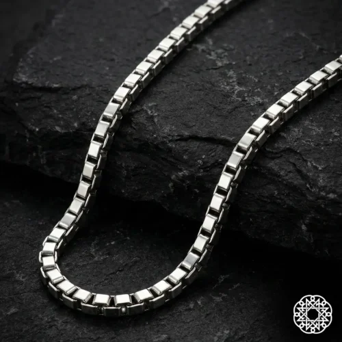 1 Kare Zincir Gümüş Erkek Kolye Modeli