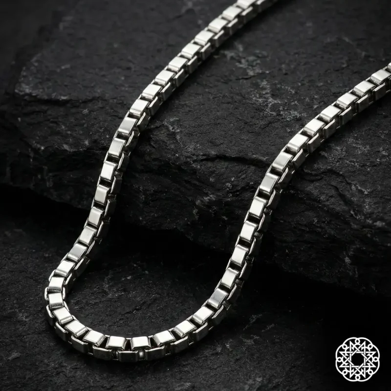 1 Kare Zincir Gümüş Erkek Kolye Modeli