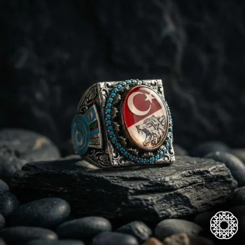 Bir Ölür Bin Diriliriz Ayyıldız Türk Teşkilatı Gümüş Erkek Yüzük Modeli