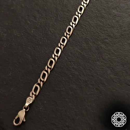 1 Oval Geçişli Figaro Zincir Gümüş Erkek Bileklik Modeli