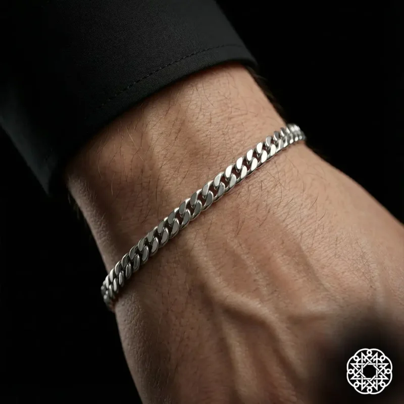 1 Klasik Gurmet Zincir Gümüş Erkek Bileklik Modeli