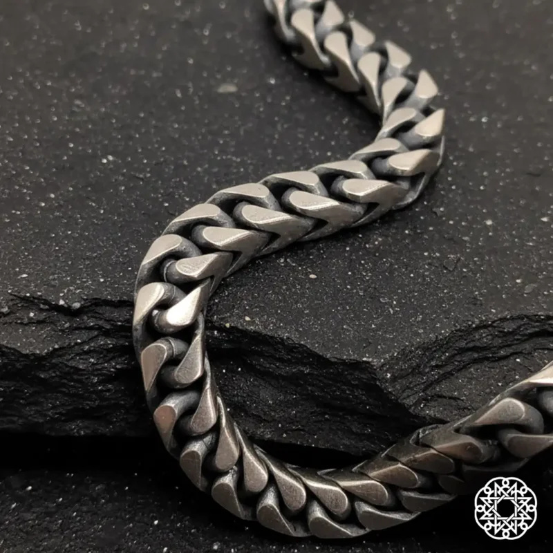 1 Balık Sırtı Gümüş Erkek Bileklik Modeli