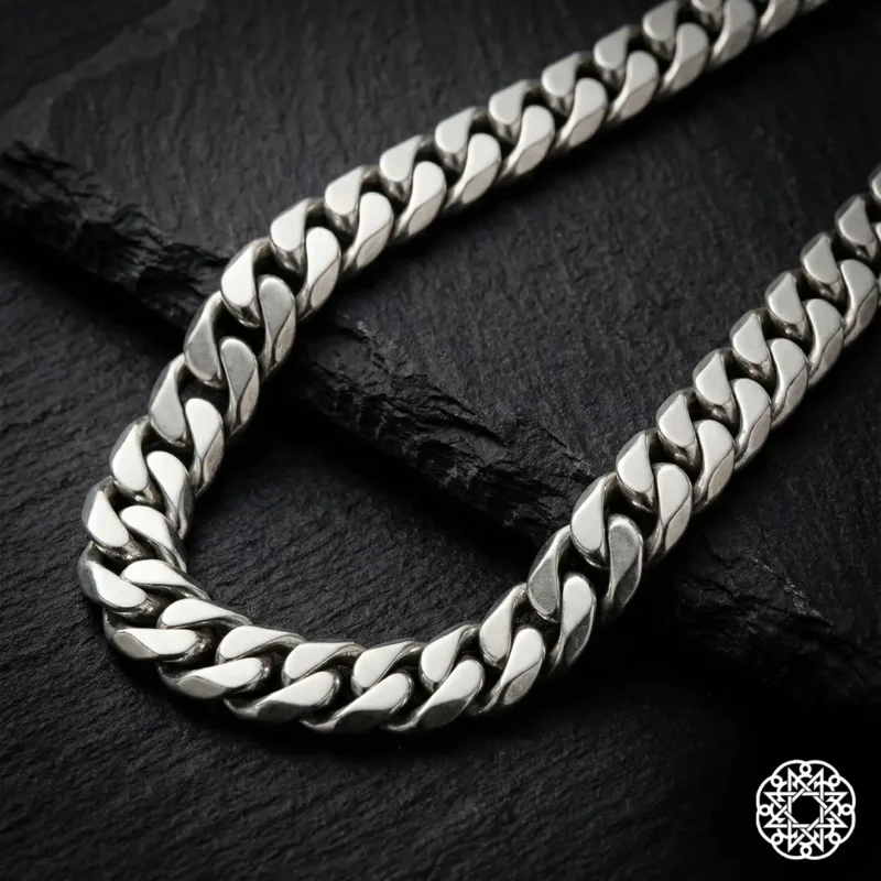 1 Kalın Örgü Zincir Gümüş Erkek Kolye Modeli