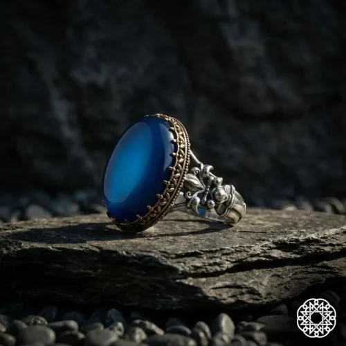 Mavi Galalit Gümüş Yüzük Modeli