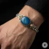 Aslanlı Mavi Galalit Gümüş Bileklik Modeli