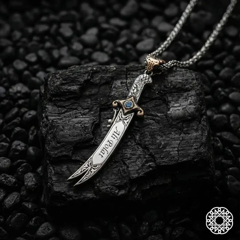 Kapaklı Kılıç Gümüş Erkek Kolye