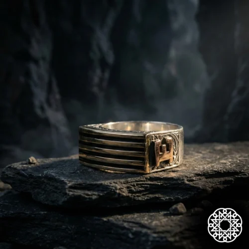 2 Harfli Yarma Gümüş Erkek Yüzük Modeli