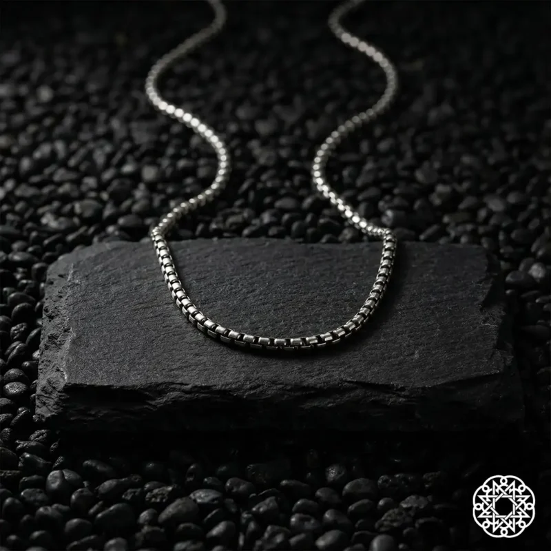 2 Kare Zincir Gümüş Erkek Kolye Modeli