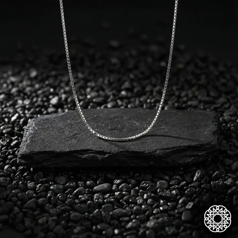 2 Kare Zincir Gümüş Erkek Kolye Modeli