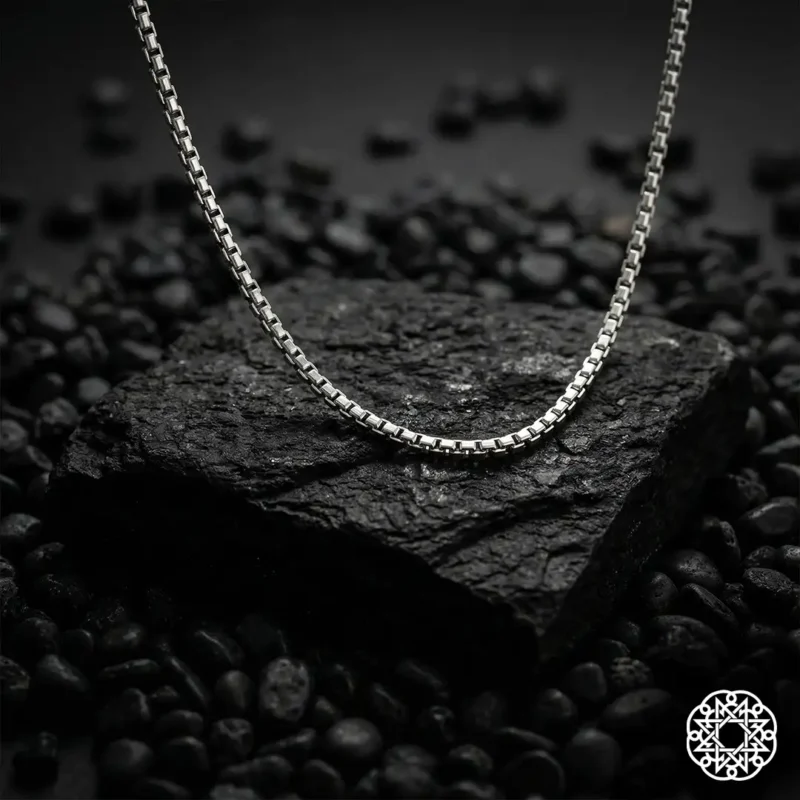 2 Kare Zincir Gümüş Erkek Kolye Modeli