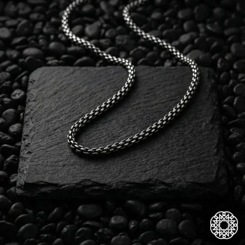 2 Yuvarlak Örgü Gümüş Erkek Kolye Modeli