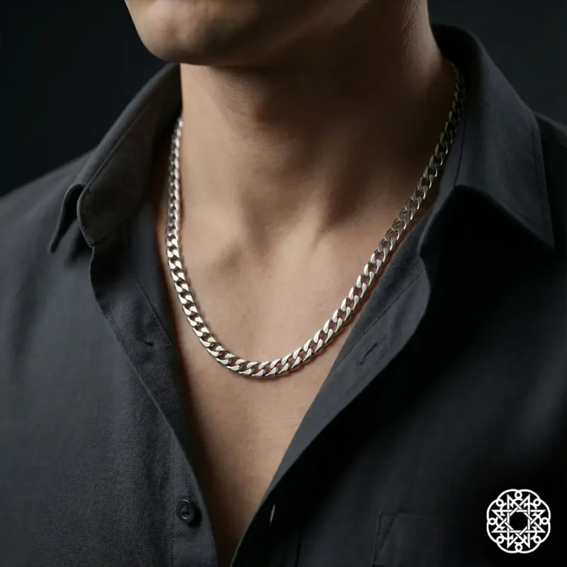 2 İnce Gurmet Gümüş Erkek Kolye Modeli