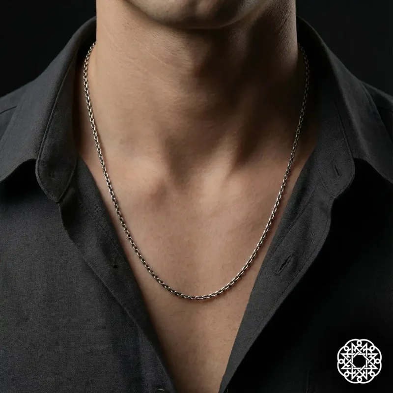 2 İnce Zincir Gümüş Erkek Kolye Modeli