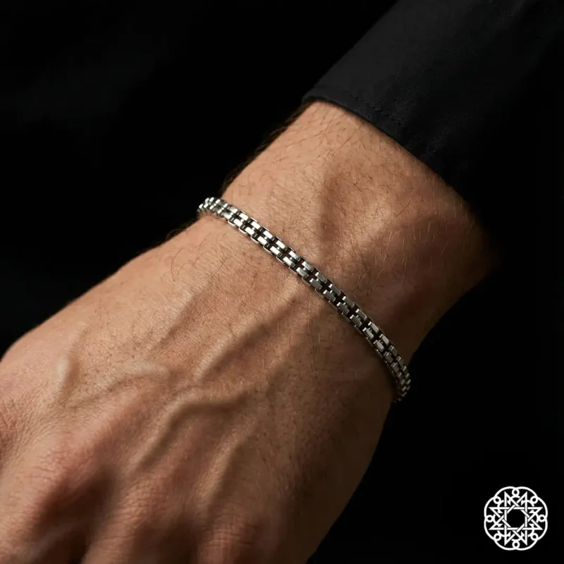 İnce Kutup Zincir Gümüş Erkek Bileklik Modeli