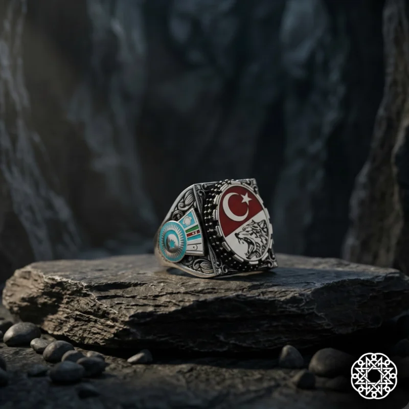 Bir Ölür Bin Diriliriz Ayyıldız Türk Teşkilatı Gümüş Erkek Yüzük Modeli