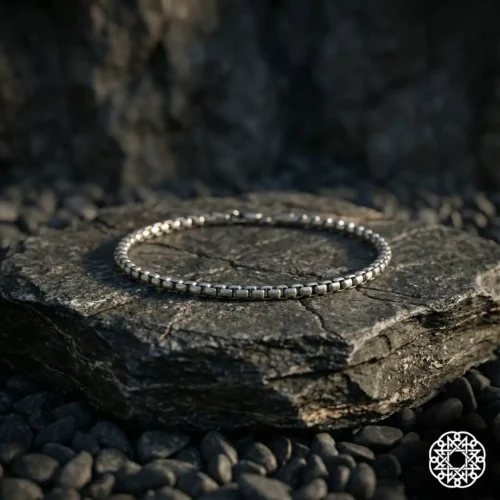 2 İnce Kare Zincir Gümüş Erkek Bileklik Modeli