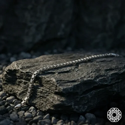 2 İnce Kare Zincir Gümüş Erkek Bileklik Modeli