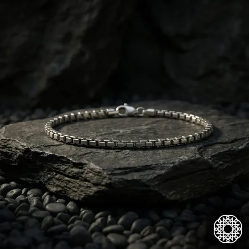 2 İnce Kare Zincir Gümüş Erkek Bileklik Modeli