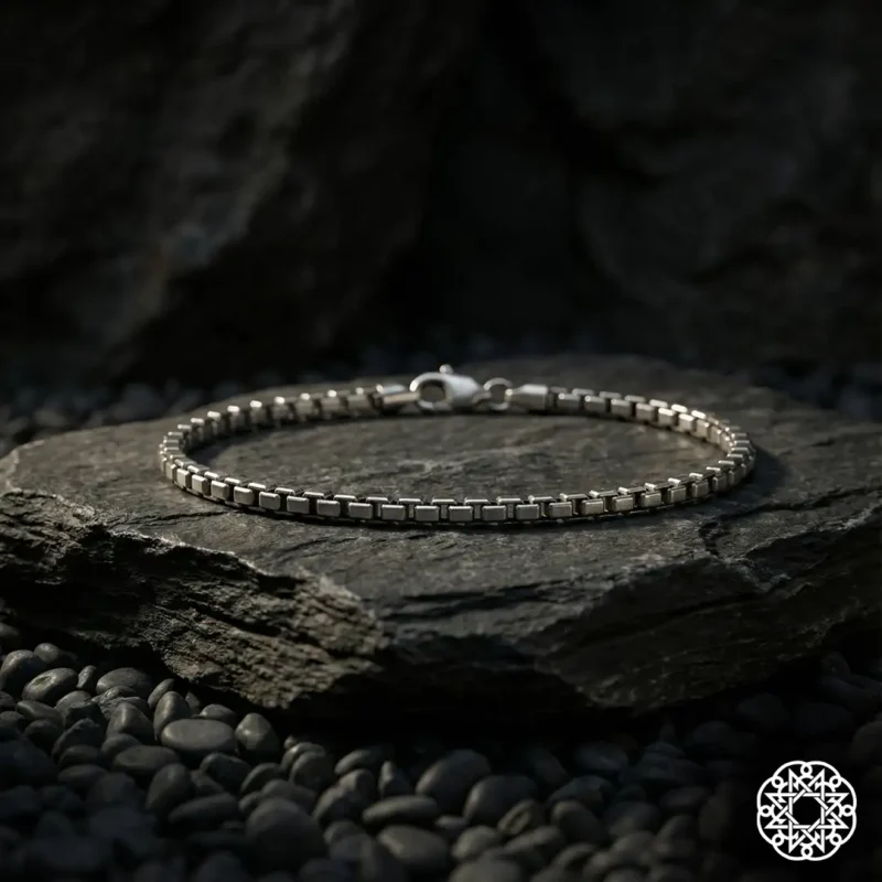 İnce Kare Zincir Gümüş Erkek Bileklik Modeli