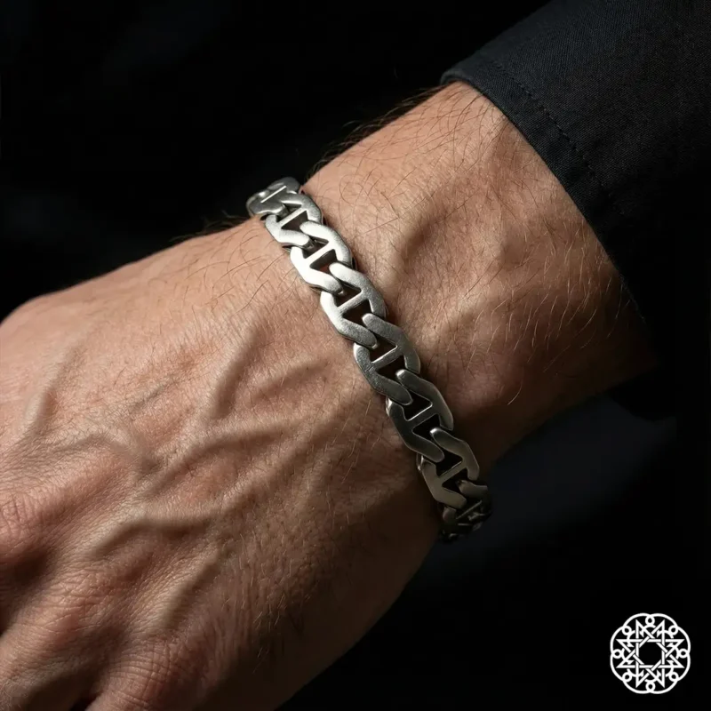 2 Dalga Desen Gümüş Erkek Bileklik Modeli