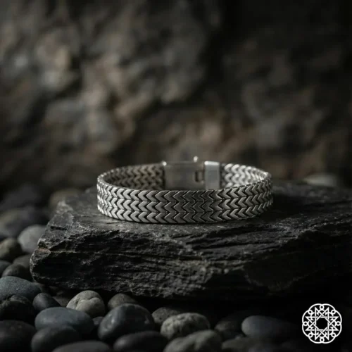 2 Balıksırtı Dokulu Gümüş Erkek Bileklik Modeli