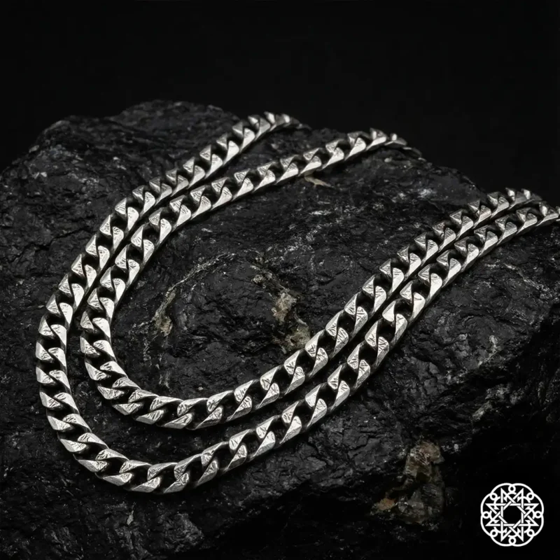 3 Kare Zincir Gümüş Erkek Kolye Modeli