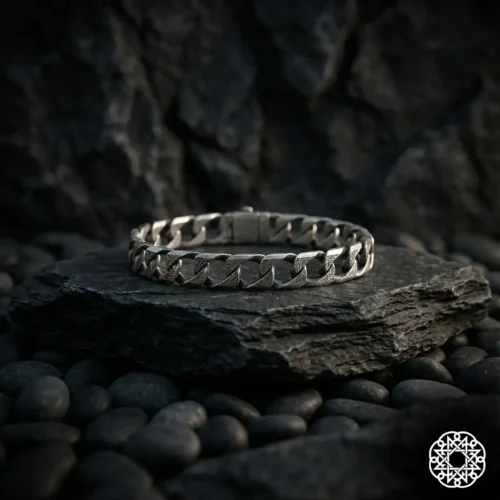 3 Dokulu Gurmet Zincir Gümüş Erkek Bileklik Modeli